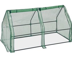 kweekkas buiten - 2 deuren - puntdak - plantenkas - 90 x 180 x 90 cm - folie