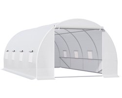 Kweekkas – Glazen Kas – Plantenkas – Groeikas – Tuinkas – Groot Kweekkas 595x300x200 cm – Gegalvaniseerd Stalen Frame – 8 Ventilatieramen Met Insectengaas