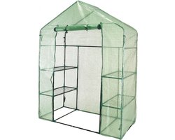 Kweekkas/broeikas met 4 planken 73 x 143 x 195 cm - Mesh kas met metalen frame - Moestuin artikelen - Groenten/fruit/planten/bloemen en kruiden kas