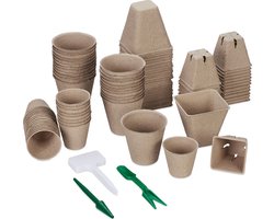 kweekpotjes - set van 96 - incl. toebehoren - vezelpotjes - div. groottes