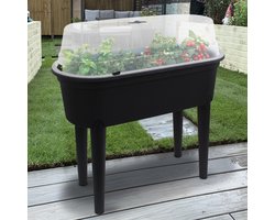 Kweektafel op poten 77 x 40 x 83 cm - zwart - kunststof - Plantenbak voor buitenkweken