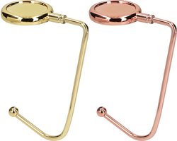 kwmobile 2x tassenhaken voor tafel - Set van draagbare tashangers - Tassenhangers voor tafel of kast - In goud / koper