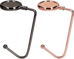 kwmobile 2x tassenhaken voor tafel - Set van draagbare tashangers - Tassenhangers voor tafel of kast - In zwart / koper