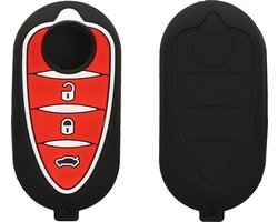 kwmobile autosleutel hoesje geschikt voor Alfa Romeo 3-Knoppen MiTo Giulietta Brera 159 hoes - TPU autosleutel behuizing - Beschermende auto sleutel case - Sleuteletui in zwart / rood