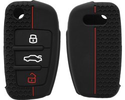 kwmobile autosleutel hoesje geschikt voor Audi 3-knops autosleutel hoes - Siliconen autosleutel behuizing - Auto sleutel case met honingraat - Sleuteletui in zwart / rood