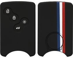 kwmobile autosleutel hoesje geschikt voor Renault 4-knops autosleutelkaart (alleen Keyless Go) - Autosleutel behuizing in blauw / rood / wit - Frankrijk Gestreept design