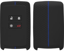 kwmobile autosleutel hoesje geschikt voor Renault 4-knops Smartkey autosleutel (alleen Keyless Go) hoes - Siliconen autosleutel behuizing - Auto sleutel case met honingraat - Sleuteletui in zwart / blauw