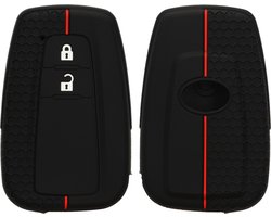kwmobile autosleutel hoesje geschikt voor Toyota 2-knops autosleutel Smart Key hoes - Siliconen autosleutel behuizing - Auto sleutel case met honingraat - Sleuteletui in zwart / rood