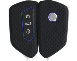 kwmobile autosleutel hoesje geschikt voor VW Golf 8 3-knops autosleutel hoes - TPU autosleutel behuizing - Beschermende auto sleutel case - Sleuteletui in zwart / blauw