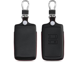 kwmobile autosleutelhoes geschikt voor Renault 4-knops Smartkey (Keyless Go) - Hoesje voor autosleutel in zwart / rood - Leren hoes