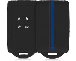 kwmobile autosleutelhoes geschikt voor Renault 4-knops Smartkey (Keyless Go) -Siliconenhoes in blauw / zwart - Sleutelcover