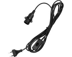 kwmobile E14 fitting met schakelaar - Lampfitting met snoer en stekker - E14 fitting compleet met 3,5 meter netsnoer - Met bevestigingsring - Zwart