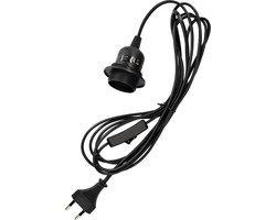 kwmobile E27 fitting met schakelaar - Lampfitting met snoer en stekker - E27 fitting compleet met 3,5 meter netsnoer - Met bevestigingsring - Zwart