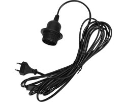 kwmobile E27 fitting met schakelaar - Lampfitting met snoer en stekker - E27 fitting compleet met 5 meter netsnoer - Met bevestigingsring - Zwart