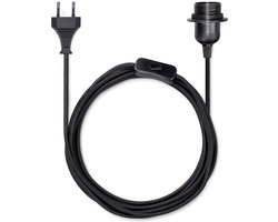 kwmobile E27 fitting met schakelaar - Lampfitting met snoer en stekker - E27 fitting compleet met 5 meter textielsnoer - Met bevestigingsring