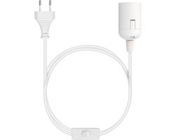 kwmobile E27 fitting met schakelaar - Lampfitting met snoer en stekker - E27 fitting set met 3,5 meter netsnoer - Wit