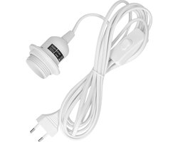 kwmobile E27 lampfitting met kabel - Snoerpendel met 3,5 meter snoer - Inclusief schakelaar en stekker - Voor hanglampen en plafondverlichting - Wit