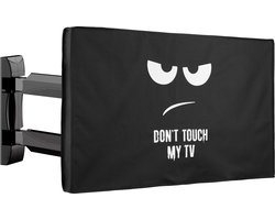 kwmobile outdoor beschermhoes geschikt voor 32" TV - Hoes voor tv's buiten - In wit / zwart Don't Touch my TV design