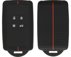 kwmobile siliconen autosleutel hoesje geschikt voor Renault 4-knops Smartkey autosleutel (alleen Keyless Go)- Met sleutelhanger oog - Hoesje met honingraat ontwerp in zwart / rood