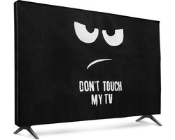 kwmobile tv hoes voor 32" TV cover - Beschermhoes voor televisie - Voor binnengebruik - Don't Touch my TV design in wit / zwart
