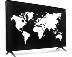 kwmobile tv hoes voor 32" TV cover - Beschermhoes voor televisie - Voor binnengebruik - Wereldkaart design in wit / zwart