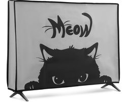 kwmobile tv hoes voor 49-50" TV cover - Beschermhoes voor televisie - Voor binnengebruik - Kat Meow design in grijs / zwart