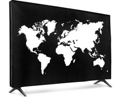 kwmobile tv hoes voor 65" TV cover - Beschermhoes voor televisie - Voor binnengebruik - Wereldkaart design in wit / zwart
