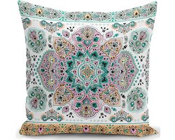 Kwube Kussenhoesjes - Kussenhoes 45x45 cm - Mint Groene Tegel Motief - Kussensloop - Decoratieve Kussenhoesjes - Decoratief Gooi Kussen - Met rits - Zonder Binnenkussen