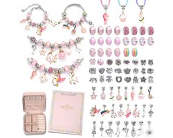 KYDDOI Sieradenset Meisjes - DIY knutselset voor kindersieraden - Met tas - 76-delige set