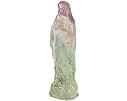 KYEYGWO Fluoriet Kristallen Maagd Maria Beeld, Katholieke Religieuze Moeder Gods Maria Stenen Sculptuur voor Huisdecoratie, Helende Stenen Heilige Madonna Beeldje voor Biddende Inspiratie en Collectie