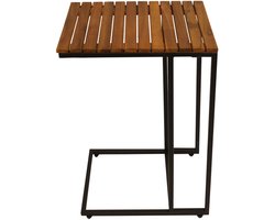 Kynast bijzettafel 40 x 30 x 61 cm acaciahout zwart metalen frame weerbestendig huis en tuintafel