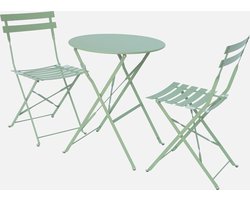 Kynast Bistroset 3-delige set voor balkon en terras GROEN inklapbare tafel 60 cm met 2 stoelen