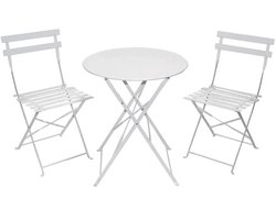 Kynast Bistroset 3-delige set voor balkon en terras WIT inklapbare tafel 60 cm met 2 stoelen