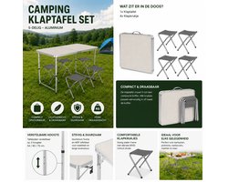 Kynast Camping Klaptafel Set - 5-delig - Aluminium - Tafel met 4 Krukjes