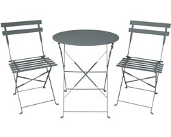 Kynast Exklusiv bistroset balkon en terras 3 delige set Antraciet inklapbare tafel 60 cm met 2 stoelen