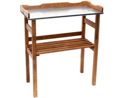 Kynast Houten Plantentafel – Oppottafel met Verzinkt Werkblad – 78x38x86 cm – Massief Grenen – Met Legplank