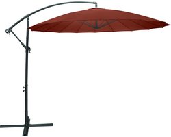Kynast SAIGON zweefparasol 3x3m Azië stijl knikbaar Bordeaux Rood parasol 360° draaibaar + kruispoot