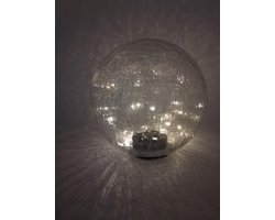 Kynast Solar 10cm glazen sfeerlamp craquelé glas met 10 LEDs