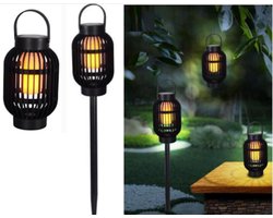 Kynast SOLAR LED 2in1 windlicht op stok of tafel met vlameffect buiten tafellamp