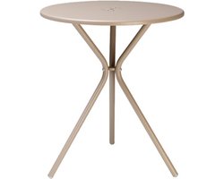Kyra bistrotafeltje. Leuk designtafeltje in de kleur beige, voor als u een klein terrasje hebt. Slank model geschikt voor 2 stoelen. Alleen verkrijgbaar per 2 stuks.