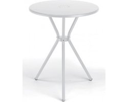 Kyra bistrotafeltje. Leuk designtafeltje in de kleur ivoorwit, voor als u een klein terrasje hebt. Slank model geschikt voor 2 stoelen. Alleen verkrijgbaar per 2 stuks.