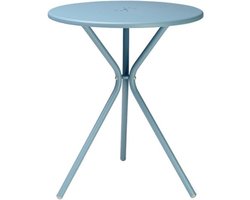 Kyra bistrotafeltje. Leuk designtafeltje in de kleur lichtblauw, voor als u een klein terrasje hebt. Slank model geschikt voor 2 stoelen. Alleen verkrijgbaar per 2 stuks.