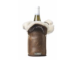 KYWIE Champagne koeler van 100% natuurlijk schapenvacht - kleur: Bruin leer