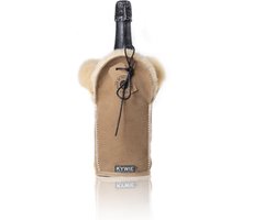 KYWIE Champagne koeler van 100% natuurlijk Texelse schapenvacht - kleur: Camel
