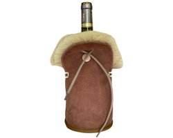 Kywie ® champagnekoeler van schapenvacht – wijnkoeler - 100% natuurlijk – 0,75l – temperatuurbehoudend - geschikt voor champagne, wijn, bourgogne, waterflessen - Terra Suède