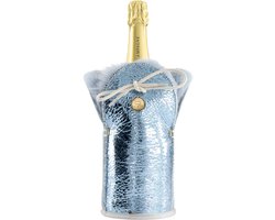 Kywie ® champagnekoeler van schapenvacht – wijnkoeler - 100% natuurlijk – 0,75l – temperatuurbehoudend - vlekbestendig - geschikt voor champagne, wijn, bourgogne, waterflessen - Turquoise sparkle