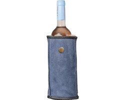 Kywie® wijnkoeler van schapenvacht – 100% natuurlijk – 0,75l – temperatuurbehoudend - geschikt voor wijnflessen, waterflessen en Dopper 800ML – Donkerblauw