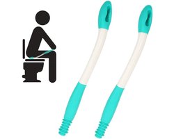 KZQ 2 stuks - Afveeghulp toilet - Hulpmiddel afvegen wc papier billen - Heupdoekjeshulpmiddel - Toilethulpmiddel ouderen - Buigvrij toiletdoekje voor zwangere vrouwen - Kan toiletpapier of vochtige doekjes aan