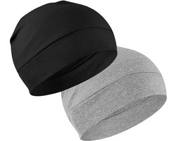 KZQ 2 stuks - skullcaps - katoenen skullcaps - lichtgewicht slaapmutsen - ademende helmvoeringen - geschikt voor hardlopen, fietsen, slaapmutsen, chemotherapie hoofddeksels, veiligheidshelmen - unisex - past op hoofden van 56-60 cm