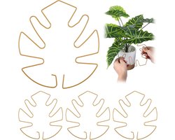 KZQ 4 Stuks monstera plantenstandaard - Plantenstandaard - Plantenstamstandaard - Plantenstandaard voor binnen - Duurzame klimplantenstamstandaard - Monstera ondersteuning voor plantenstabilisator - Monstera Grow Thrive Clip - Goud